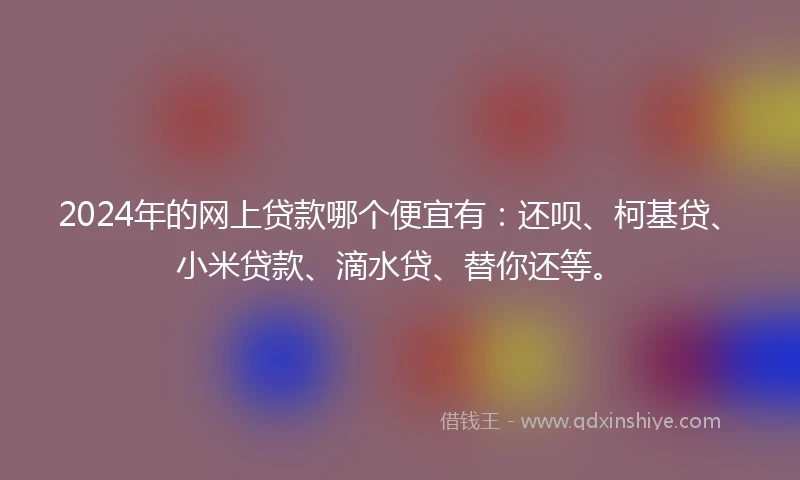 2024年的网上贷款哪个便宜有：还呗、柯基贷、小米贷款、滴水贷、替你还等。