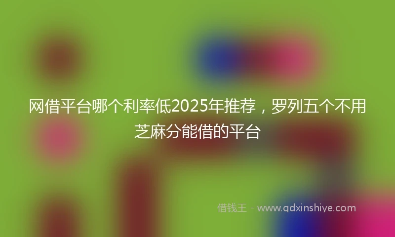 网借平台哪个利率低2025年推荐，罗列五个不用芝麻分能借的平台