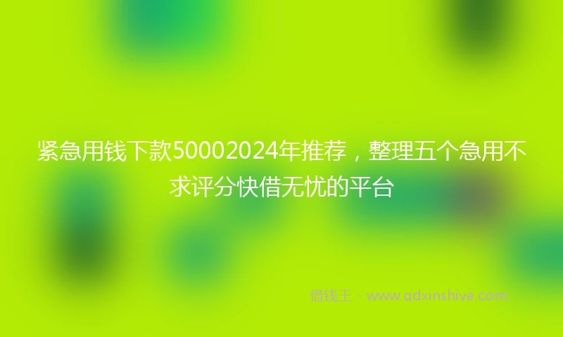 紧急用钱下款50002024年推荐，整理五个急用不求评分快借无忧的平台