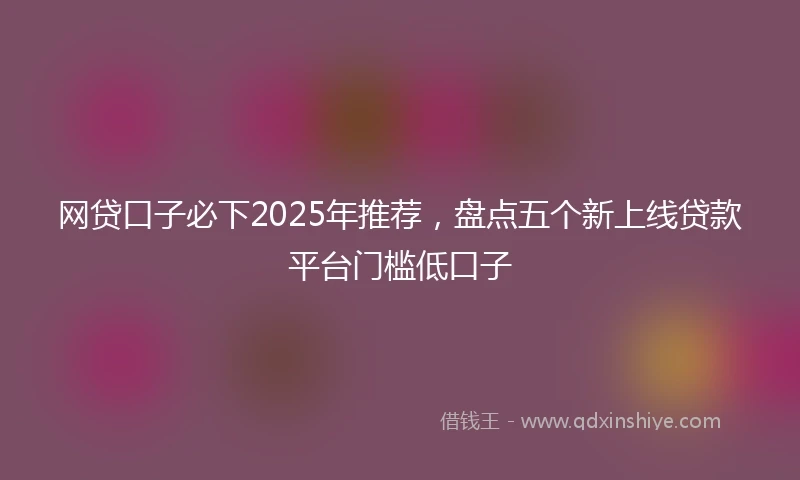 网贷口子必下2025年推荐，盘点五个新上线贷款平台门槛低口子