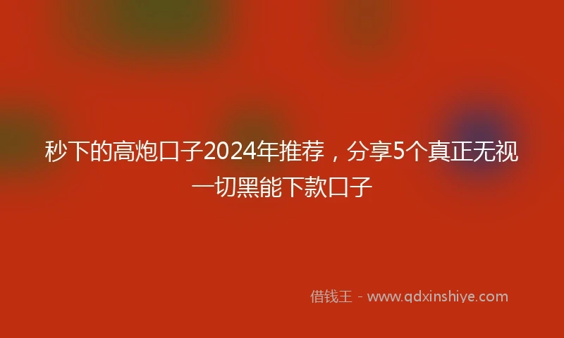 秒下的高炮口子2024年推荐，分享5个真正无视一切黑能下款口子