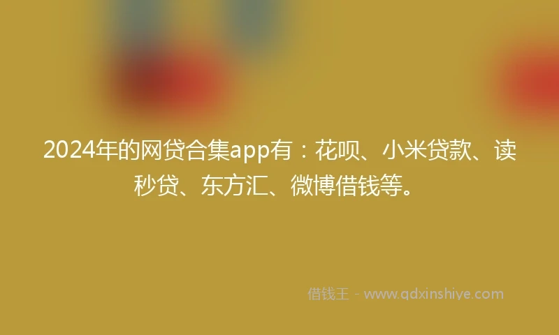 2024年的网贷合集app有：花呗、小米贷款、读秒贷、东方汇、微博借钱等。