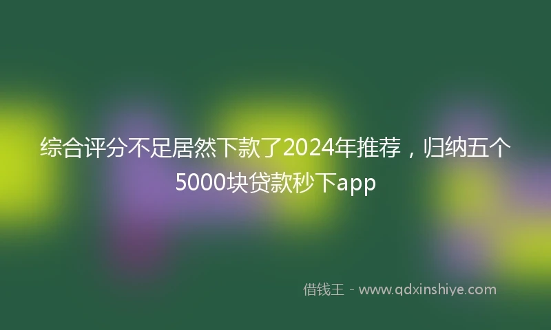 综合评分不足居然下款了2024年推荐，归纳五个5000块贷款秒下app