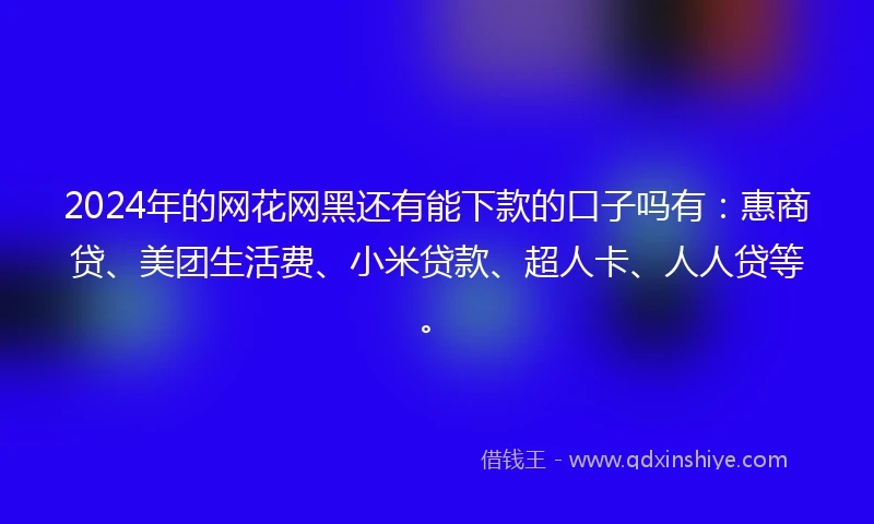 2024年的网花网黑还有能下款的口子吗有：惠商贷、美团生活费、小米贷款、超人卡、人人贷等。