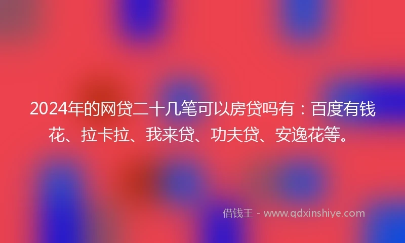 2024年的网贷二十几笔可以房贷吗有：百度有钱花、拉卡拉、我来贷、功夫贷、安逸花等。