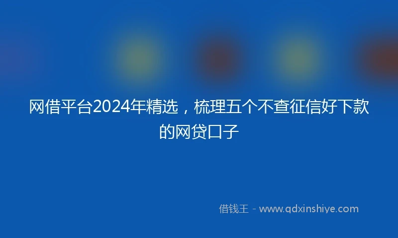 网借平台2024年精选，梳理五个不查征信好下款的网贷口子