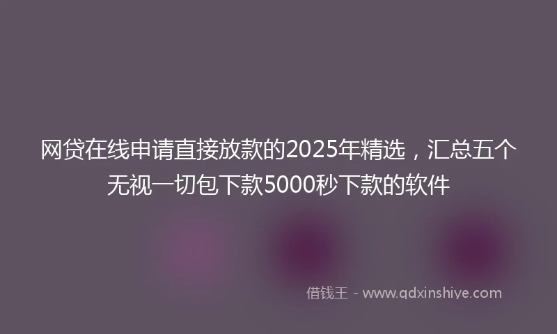 网贷在线申请直接放款的2025年精选，汇总五个无视一切包下款5000秒下款的软件