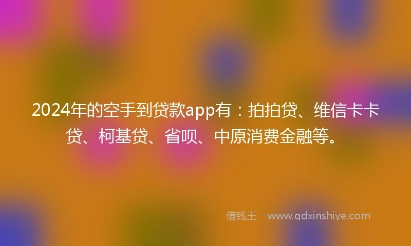 2024年的空手到贷款app有：拍拍贷、维信卡卡贷、柯基贷、省呗、中原消费金融等。