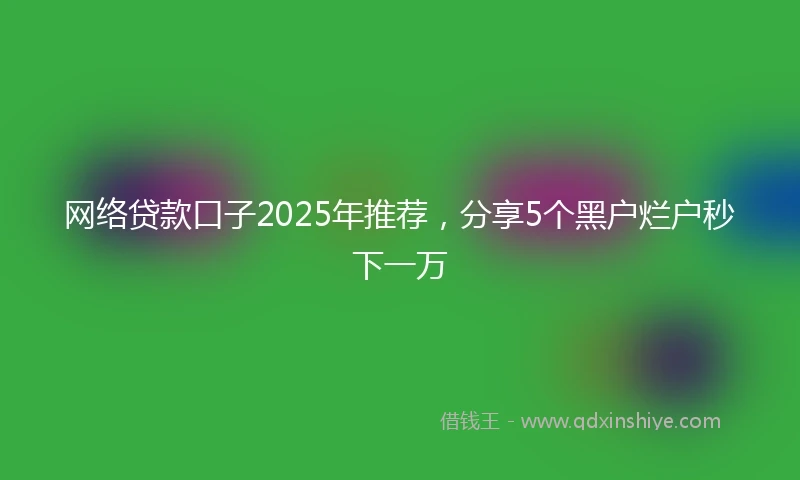 网络贷款口子2025年推荐，分享5个黑户烂户秒下一万
