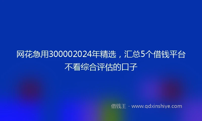 网花急用300002024年精选，汇总5个借钱平台不看综合评估的口子