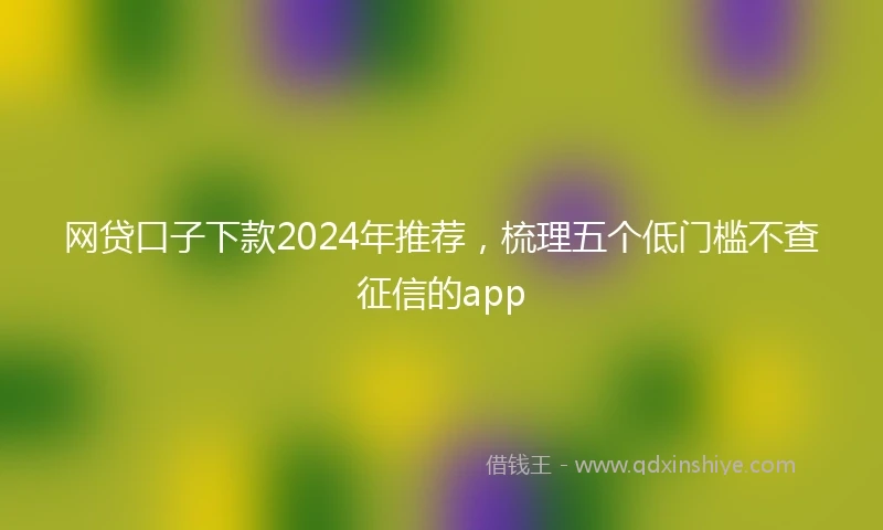 网贷口子下款2024年推荐，梳理五个低门槛不查征信的app
