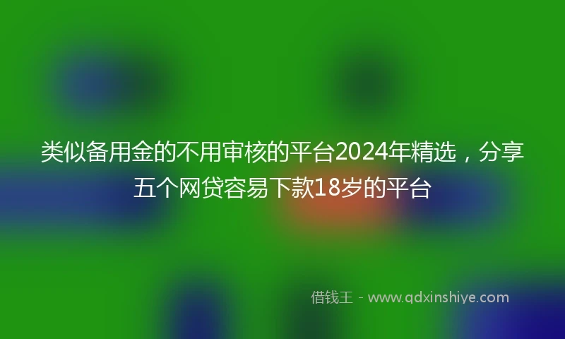 类似备用金的不用审核的平台2024年精选，分享五个网贷容易下款18岁的平台