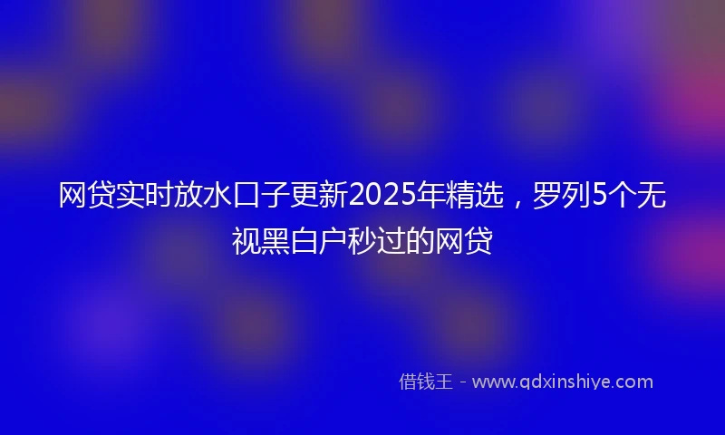 网贷实时放水口子更新2025年精选，罗列5个无视黑白户秒过的网贷