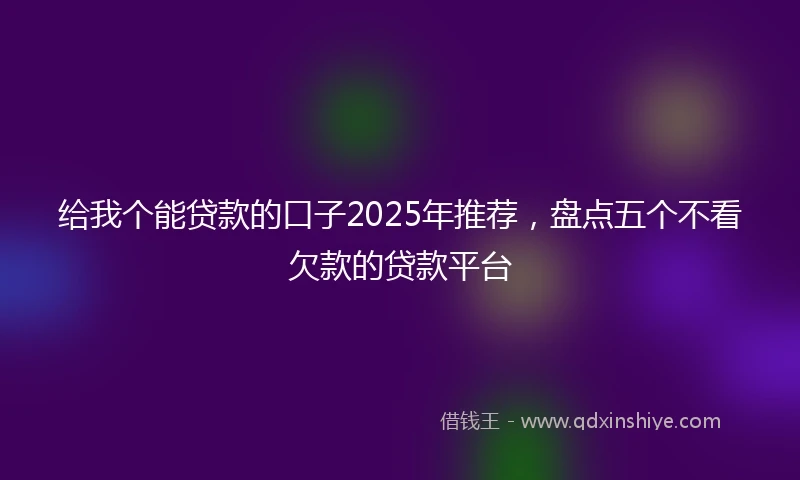 给我个能贷款的口子2025年推荐,盘点五个不看欠款的贷款平台