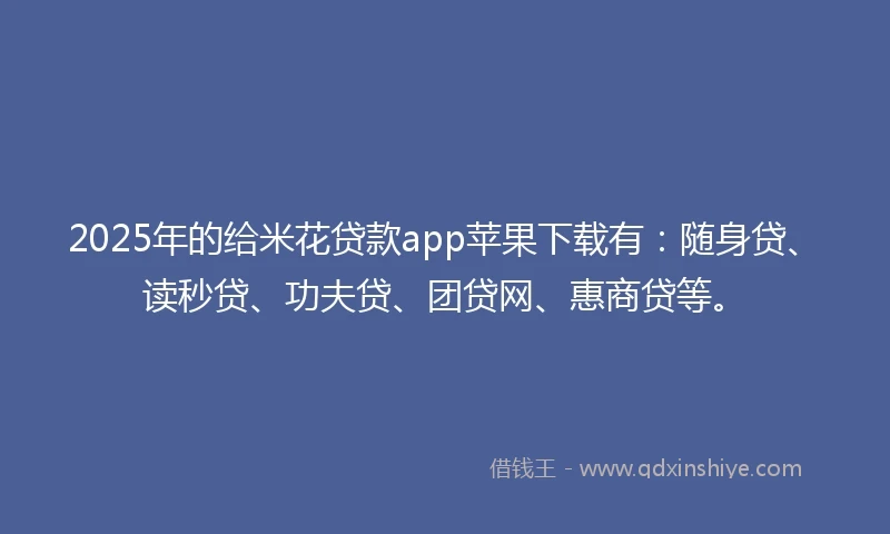 2025年的给米花贷款app苹果下载有：随身贷、读秒贷、功夫贷、团贷网、惠商贷等。