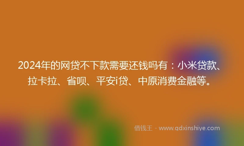 2024年的网贷不下款需要还钱吗有：小米贷款、拉卡拉、省呗、平安i贷、中原消费金融等。