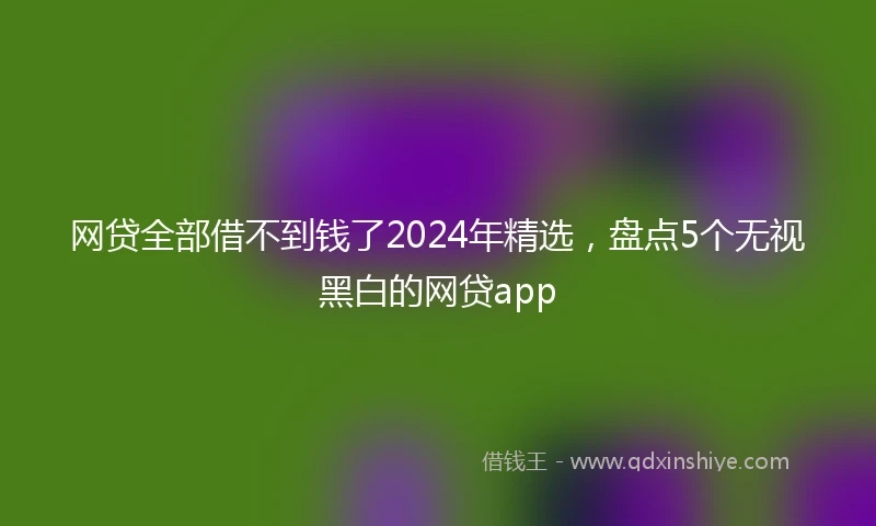 网贷全部借不到钱了2024年精选，盘点5个无视黑白的网贷app