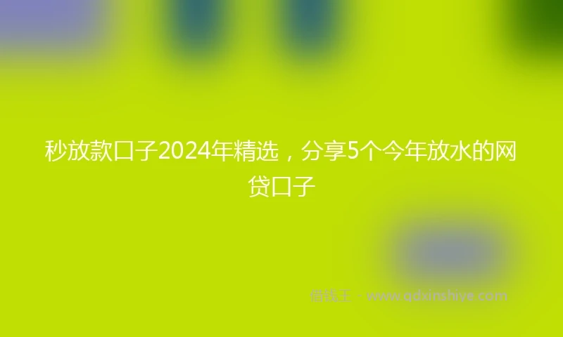 秒放款口子2024年精选，分享5个今年放水的网贷口子