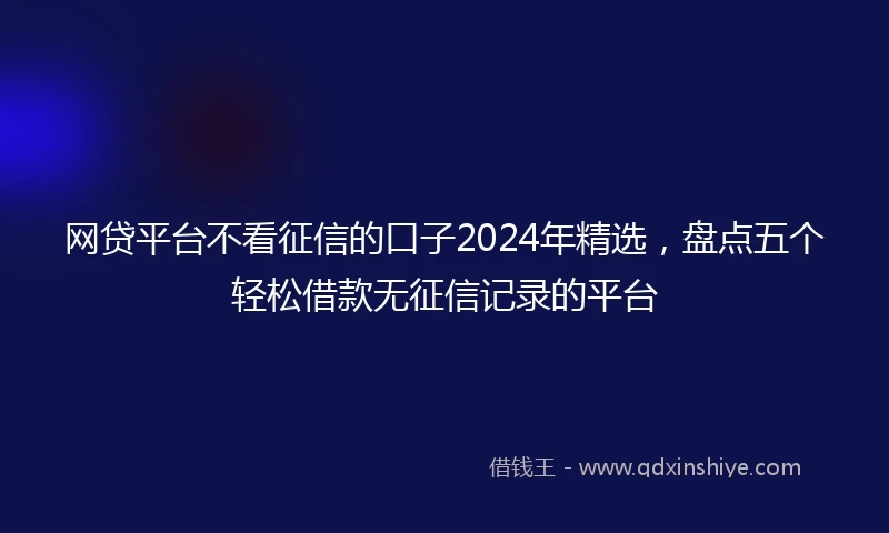 网贷平台不看征信的口子2024年精选，盘点五个轻松借款无征信记录的平台