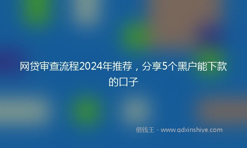 网贷审查流程2024年推荐，分享5个黑户能下款的口子