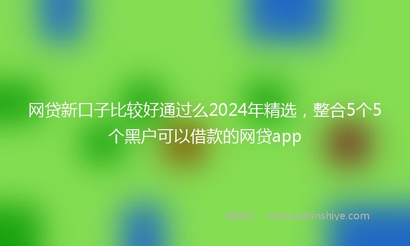 网贷新口子比较好通过么2024年精选，整合5个5个黑户可以借款的网贷app