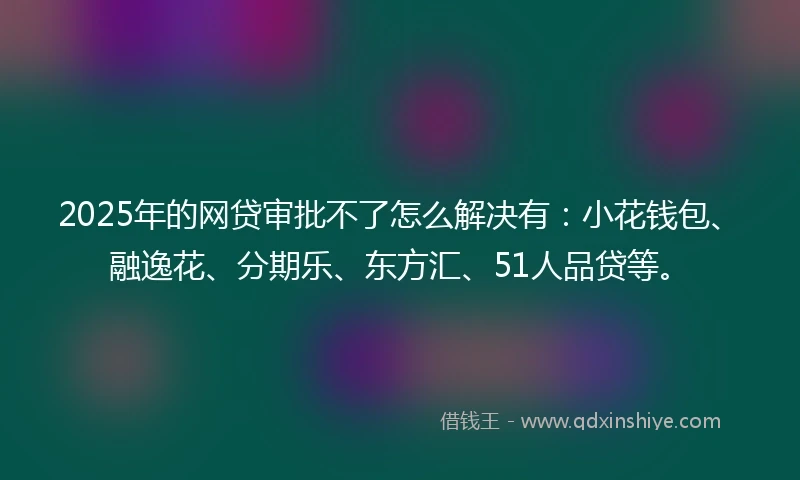 2025年的网贷审批不了怎么解决有：小花钱包、融逸花、分期乐、东方汇、51人品贷等。