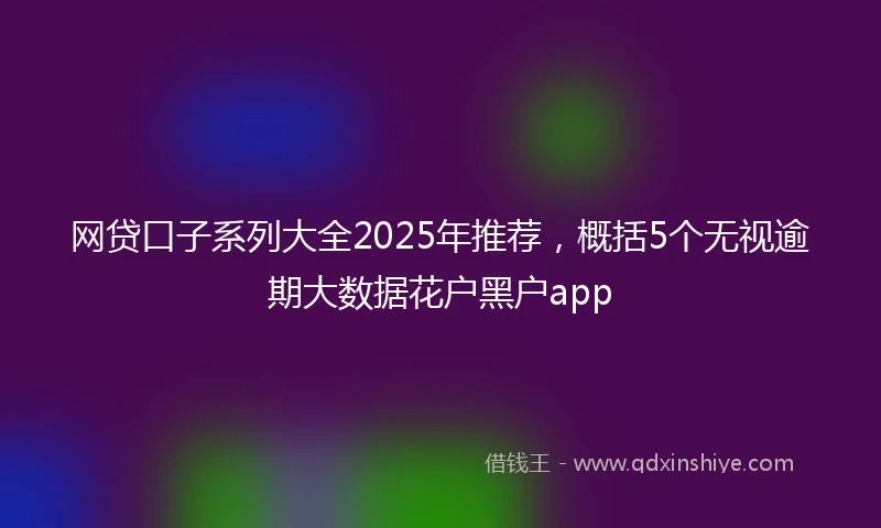网贷口子系列大全2025年推荐，概括5个无视逾期大数据花户黑户app