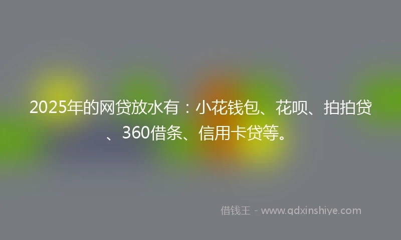2025年的网贷放水有：小花钱包、花呗、拍拍贷、360借条、信用卡贷等。