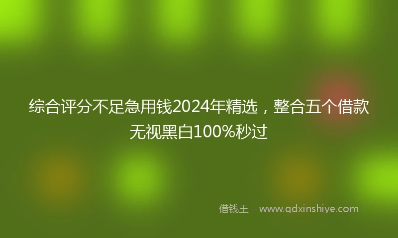 综合评分不足急用钱2024年精选，整合五个借款无视黑白100%秒过
