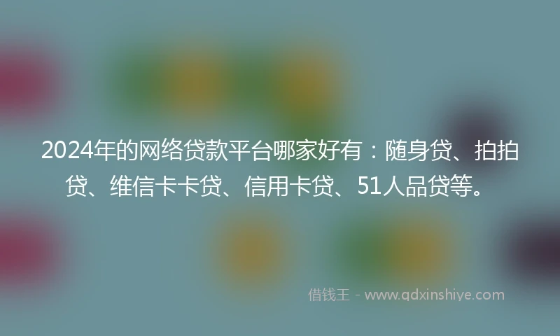 2024年的网络贷款平台哪家好有：随身贷、拍拍贷、维信卡卡贷、信用卡贷、51人品贷等。
