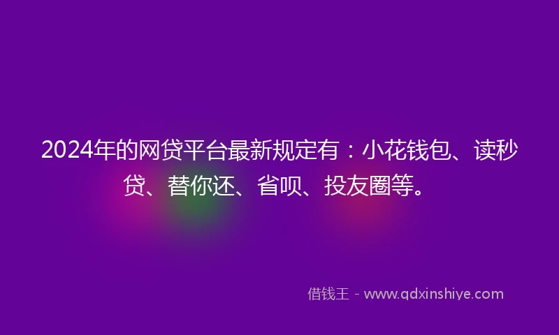 2024年的网贷平台最新规定有：小花钱包、读秒贷、替你还、省呗、投友圈等。