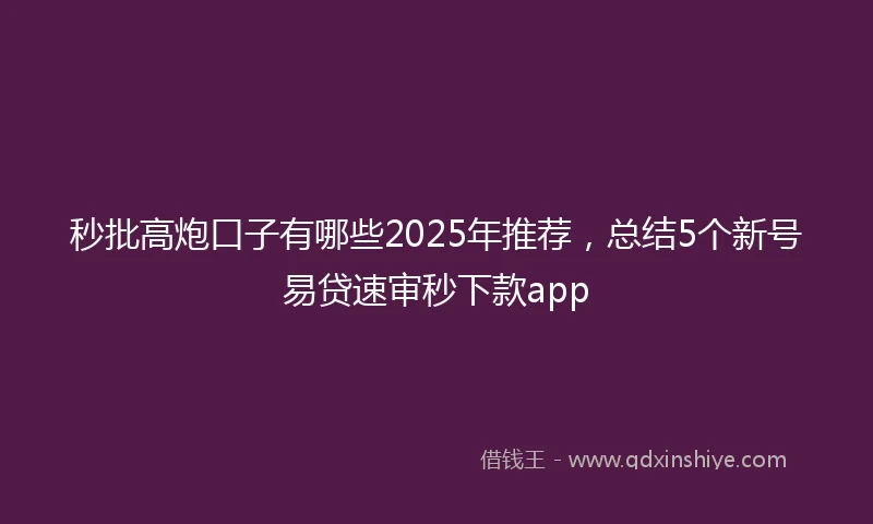 秒批高炮口子有哪些2025年推荐，总结5个新号易贷速审秒下款app