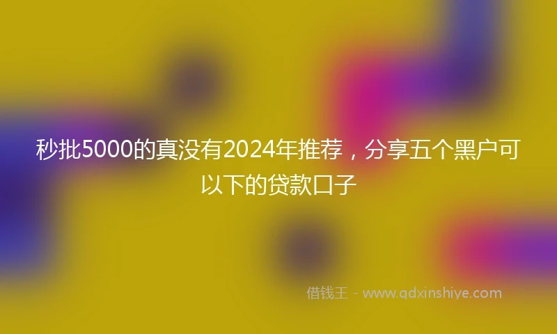 秒批5000的真没有2024年推荐，分享五个黑户可以下的贷款口子
