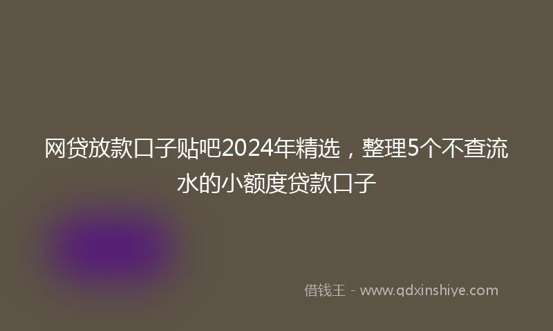 网贷放款口子贴吧2024年精选，整理5个不查流水的小额度贷款口子