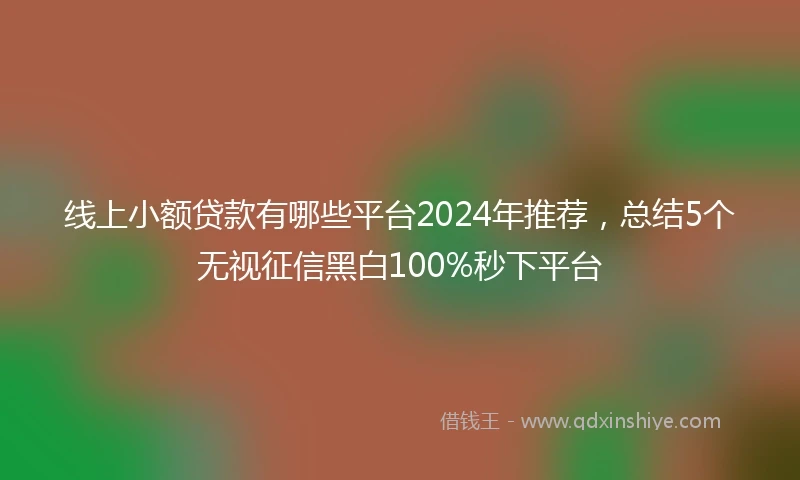 线上小额贷款有哪些平台2024年推荐，总结5个无视征信黑白100%秒下平台
