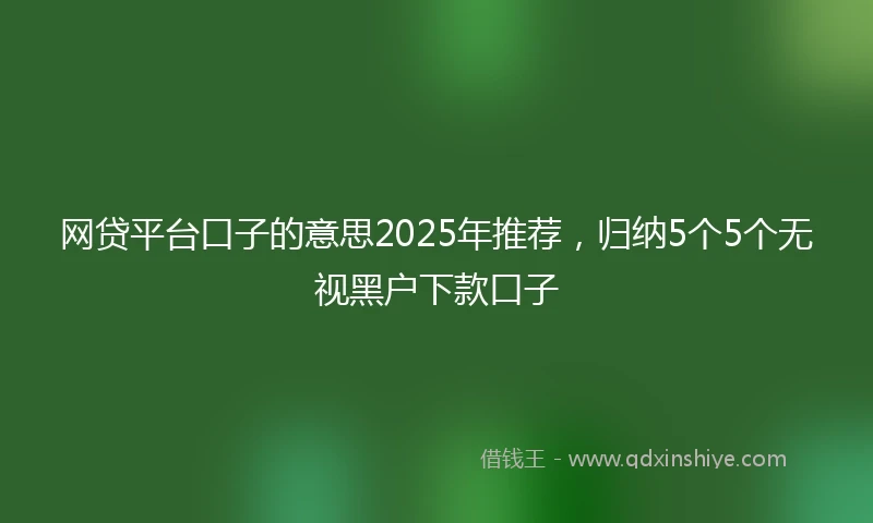 网贷平台口子的意思2025年推荐，归纳5个5个无视黑户下款口子