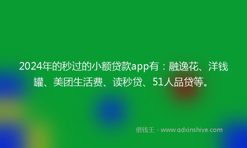 2024年的秒过的小额贷款app有：融逸花、洋钱罐、美团生活费、读秒贷、51人品贷等。