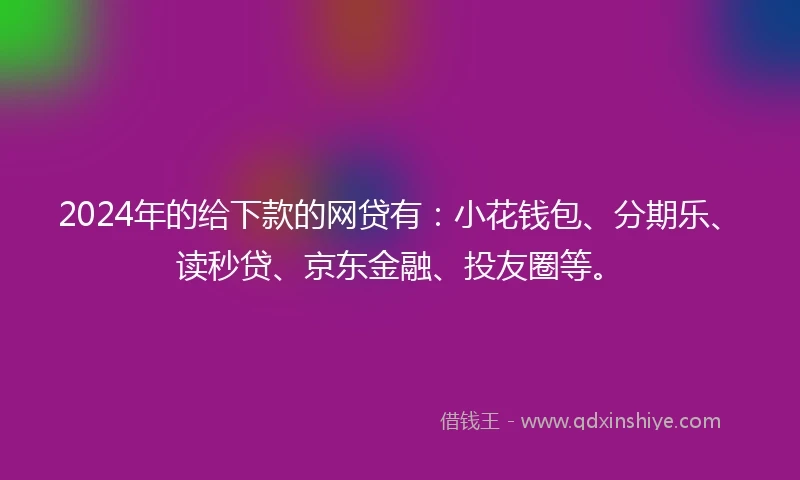2024年的给下款的网贷有：小花钱包、分期乐、读秒贷、京东金融、投友圈等。