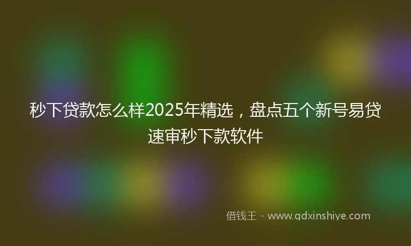 秒下贷款怎么样2025年精选，盘点五个新号易贷速审秒下款软件