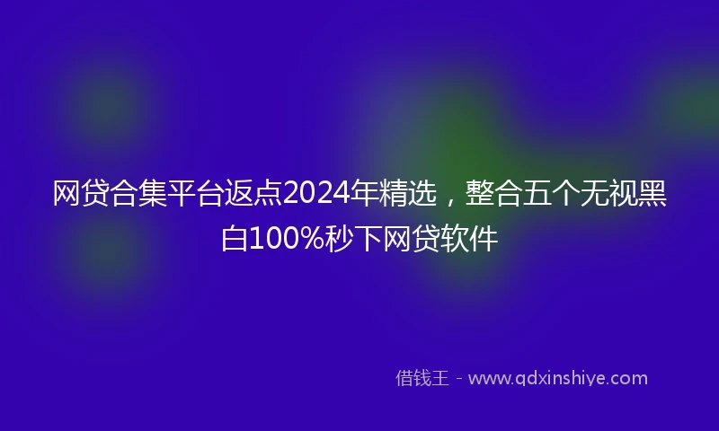 网贷合集平台返点2024年精选，整合五个无视黑白100%秒下网贷软件