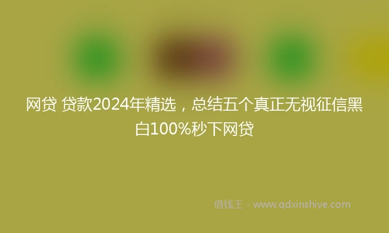网贷 贷款2024年精选，总结五个真正无视征信黑白100%秒下网贷