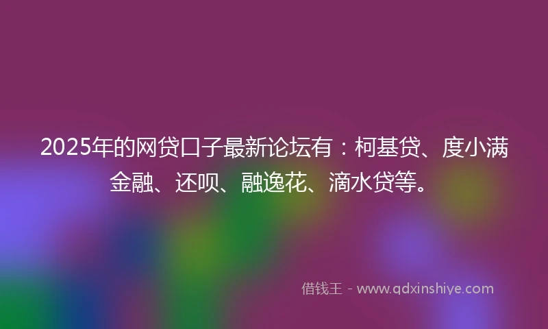 2025年的网贷口子最新论坛有：柯基贷、度小满金融、还呗、融逸花、滴水贷等。