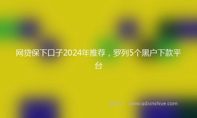 网贷保下口子2024年推荐，罗列5个黑户下款平台