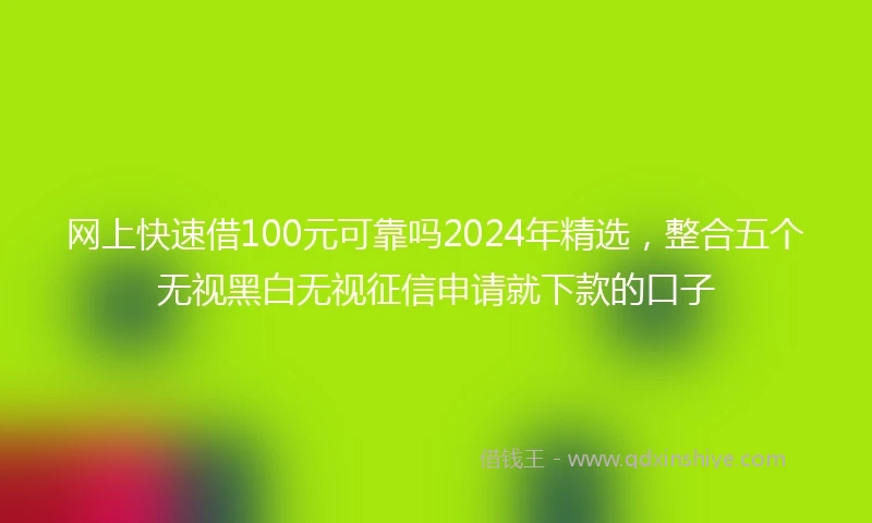 网上快速借100元可靠吗2024年精选，整合五个无视黑白无视征信申请就下款的口子