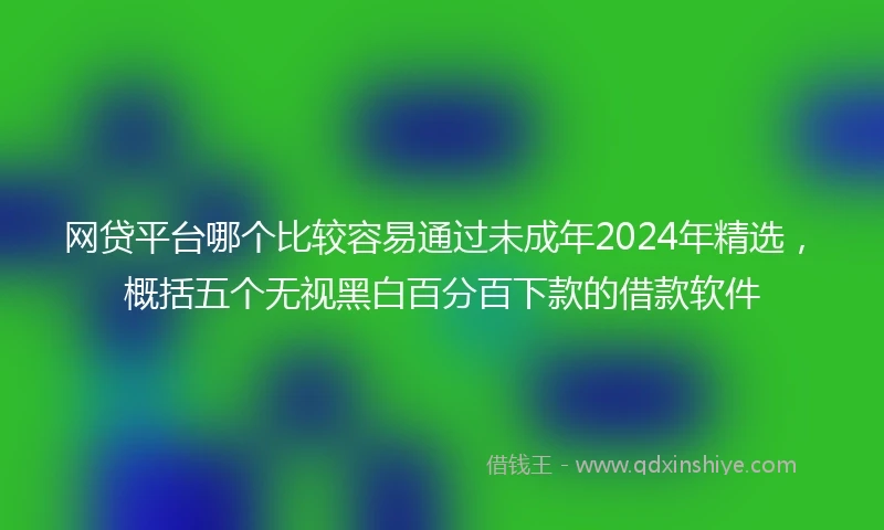 网贷平台哪个比较容易通过未成年2024年精选，概括五个无视黑白百分百下款的借款软件