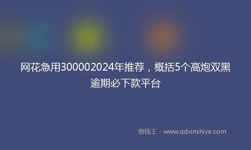 网花急用300002024年推荐，概括5个高炮双黑逾期必下款平台