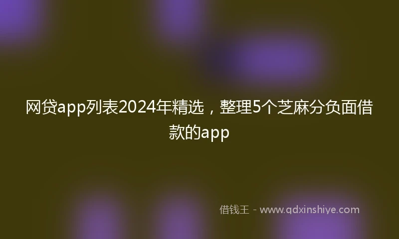 网贷app列表2024年精选,整理5个芝麻分负面借款的app