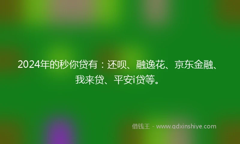 2024年的秒你贷有：还呗、融逸花、京东金融、我来贷、平安i贷等。