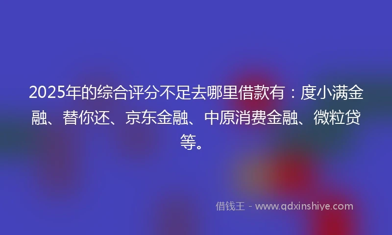 2025年的综合评分不足去哪里借款有：度小满金融、替你还、京东金融、中原消费金融、微粒贷等。