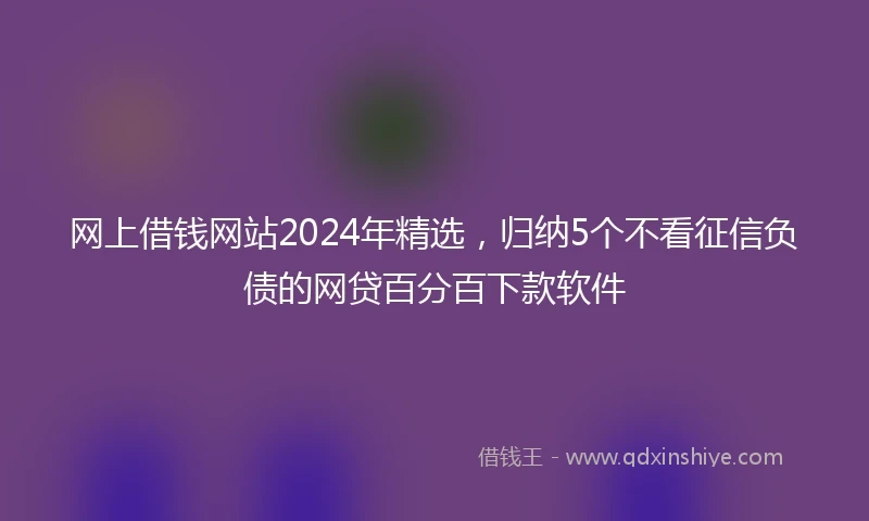 网上借钱网站2024年精选，归纳5个不看征信负债的网贷百分百下款软件
